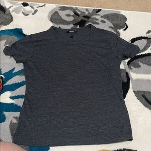 Forever 21 Women's Short-Sleeve Crewneck Tee - Charcoal Gray